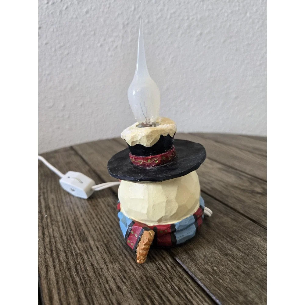 Vintage Crazy Mountain Snowman Night Light Primitive Rustic Christmas Winter